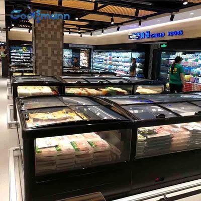 Island Sliding Deep Freezer , R290 Top Glass Door Commercial Island Freezer