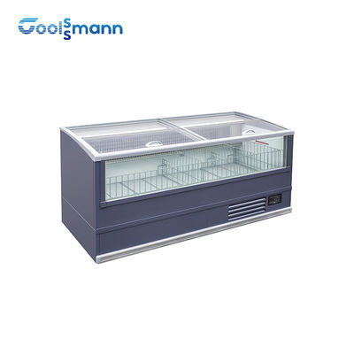 Glass Sliding Chest Freezer , 450L Up And Down Deep Island Freezer