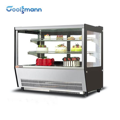 Sliding Double Door Cake Display Cooler Automatic Defrost Showcase Fridge